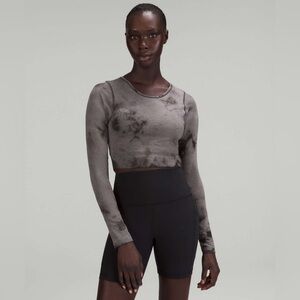 Lululemon Ebb To Street Long Sleeve Shirt Marble Dye Black Granite